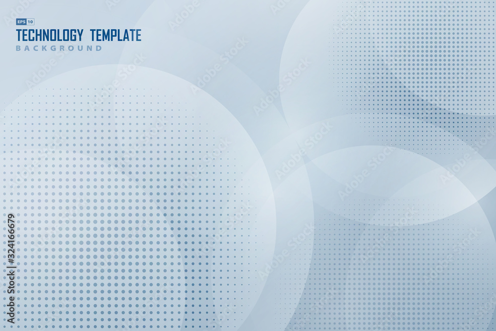 Poster abstract tech gradient blue circle pattern decorative design on white background. illustration vecto