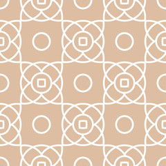 Geometric pattern. White pattern on beige seamless background