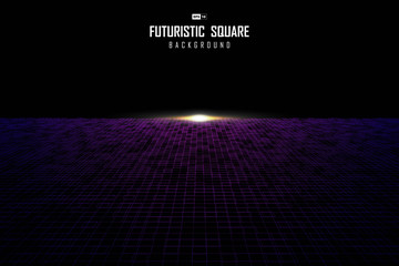 Abstract square pattern design of perspective with flare light template background. illustration vector eps10