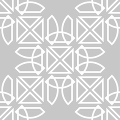 Geometric print. White pattern on gray seamless background