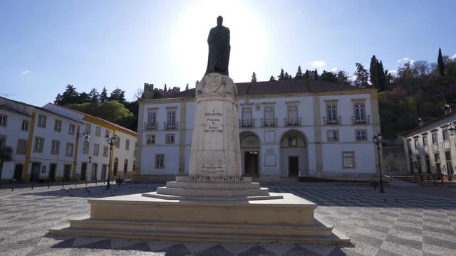 Statue in Praca da Republica in Tomar, Portugal