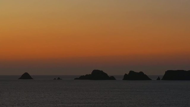 Sea stacks, Tas de Pois, at the Pointe de Pen-Hir at sunset, promontory of the Crozon peninsula in Finist&egrave;re, Brittany, France