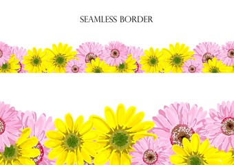 Floral seamless border. repeating pattern. Element for greeting cards, surface decoration, ribbons, fabric decoration,.