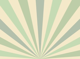 Sunlight wide retro faded background. Pale green and beige color burst background.
