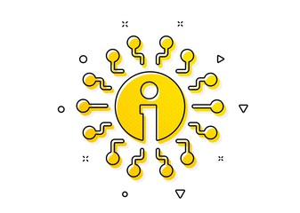 Information center sign. Info icon. Support system symbol. Yellow circles pattern. Classic info icon. Geometric elements. Vector