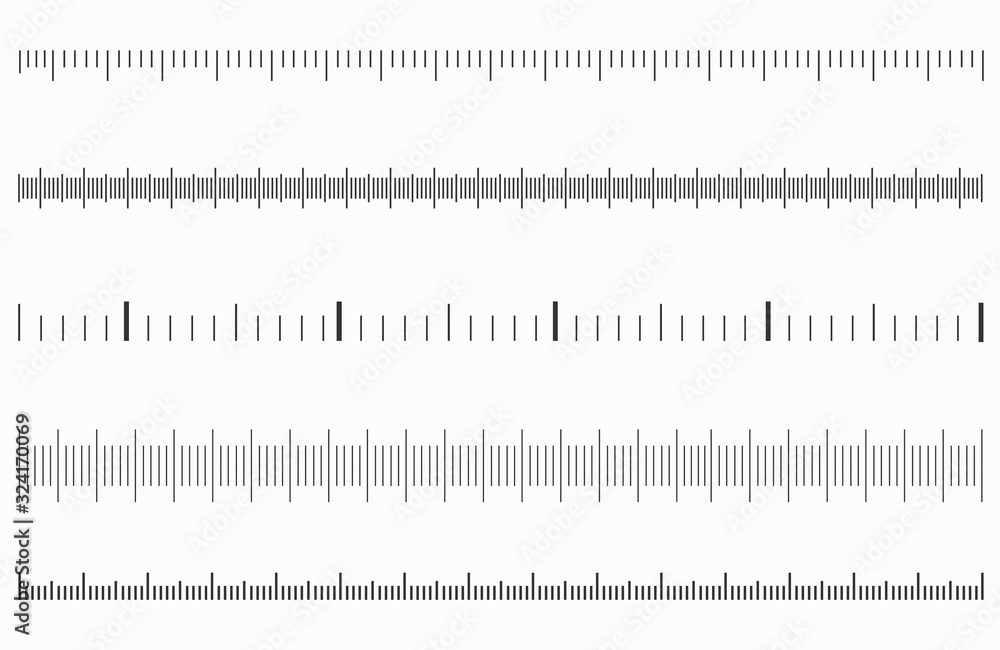 Poster measurement scale with black marks. ruler scale for distance and weight, temperature and speed. illu