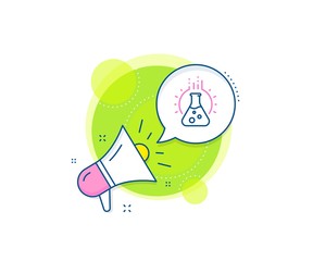 Laboratory flask sign. Megaphone promotion complex icon. Chemistry lab line icon. Analysis symbol. Business marketing banner. Chemistry lab sign. Vector