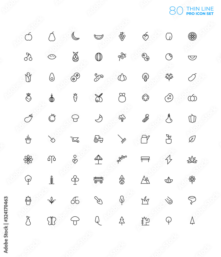 Fototapete line art simple icon set for web and applications vector