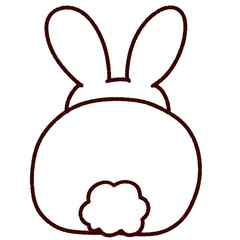 手描き風のかわいいウサギ　後姿