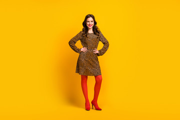 Full length body size view of her she nice-looking attractive lovely pretty cheerful cheery...