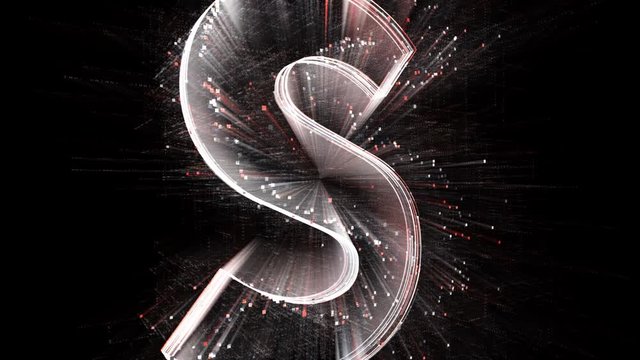 4k S letter alphabet word tag cloud-computer code particle.The Matrix binary text design animation-changing from zero to one digits-abstract tech background.