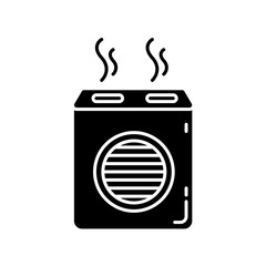 Modern air filter black glyph icon. Humidifying household appliance, water evaporator, air purifier, room climate regulating equipment. Silhouette symbol on white space. Vector isolated illustration