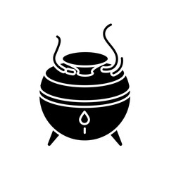 Air filter, modern device black glyph icon. Humidifying appliance, aroma oil diffuser, air purifier, climate regulating equipment. Silhouette symbol on white space. Vector isolated illustration