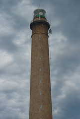 Huge stone lighthouse near Cherbourg, France