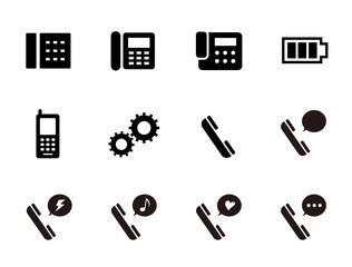 電話、受話器、バッテリー、携帯電話などのアイコンセット