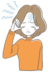 体調不良　若い　女性　イラスト