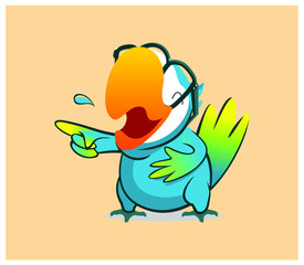 Cute animated parrot bird mascot illustration 