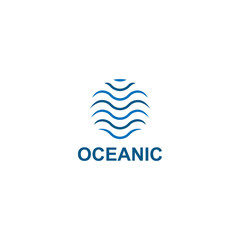 Obraz premium Ocean, aqua, water wave logo circle shape vector illustration