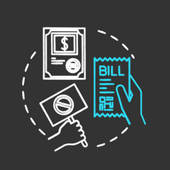 Protesting bill chalk RGB color concept icon. Public law. Official legislation document. Social activist. Notary service idea. Vector isolated chalkboard illustration on black background