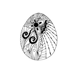 Hand drawn black and white eggs with ethnic pattern clipart. Can be used for Easter handmade postcard with chicken eggs, or adult coloring book page.