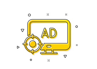 Obraz premium Search engine optimization sign. Seo adblock icon. Target symbol. Yellow circles pattern. Classic seo adblock icon. Geometric elements. Vector