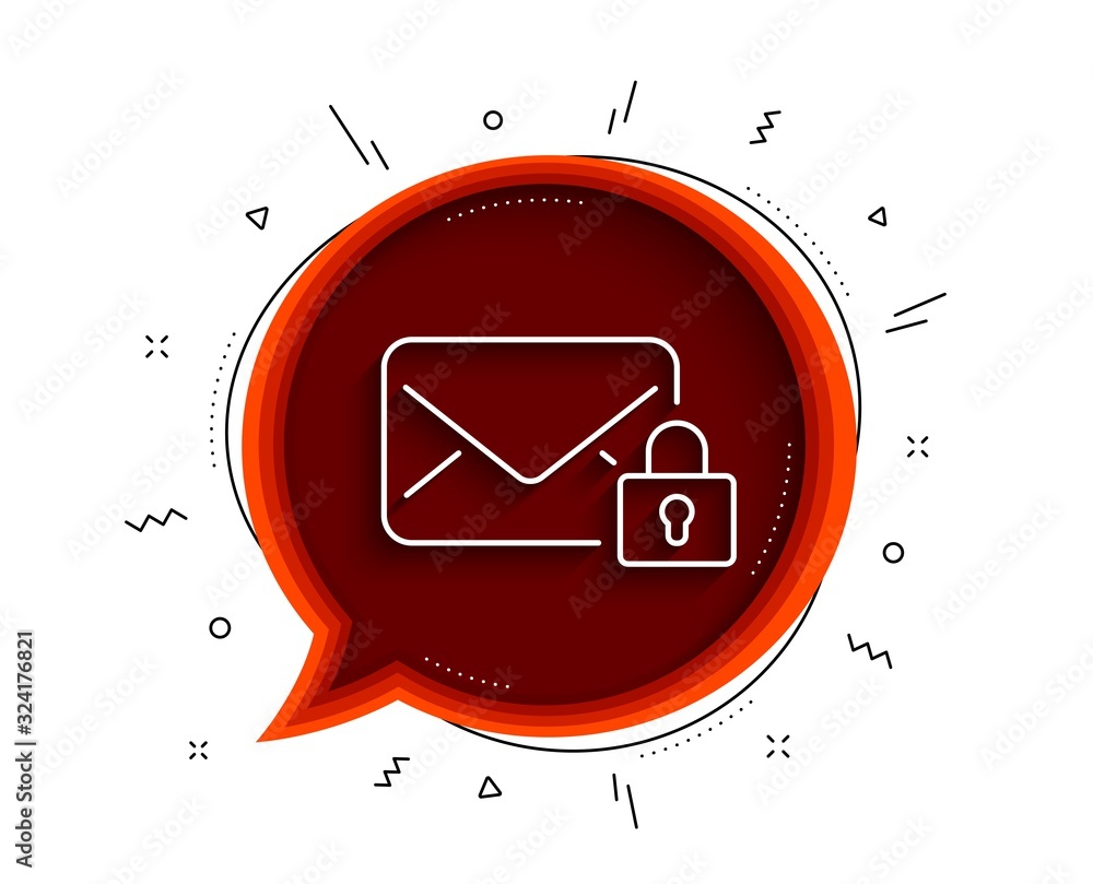 Poster secure mail line icon. chat bubble with shadow. private message correspondence sign. e-mail symbol. 