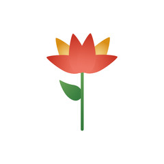 cute flower with leaf spring degradient style icon