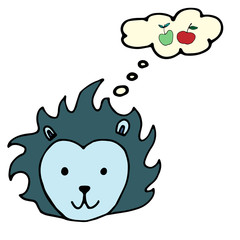 Cute hand drawn hedgehog muzzle isolated on white background.