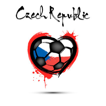 Soccer ball shaped as a heart in color of Czech Republic flag