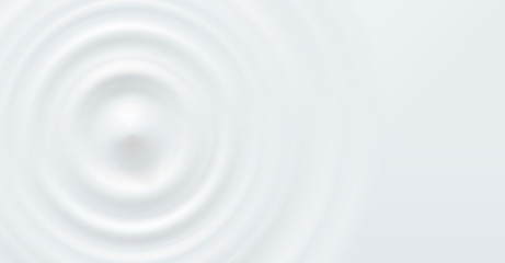 Milk circle ripple, splash water waves from drop top view on white background. Vector cosmetic cream, shampoo, milky product or yogurt swirl round texture surface template..