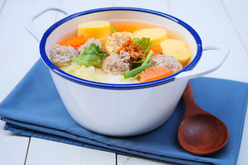 Clear soup with tofu and minced pork, Thai cuisine