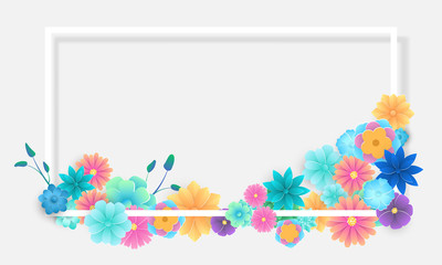 Design banner frame flower Spring background with beautiful. Vector illustration template banners.