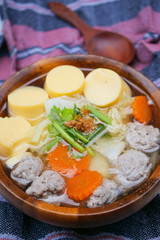 Clear soup with tofu and minced pork, Thai cuisine