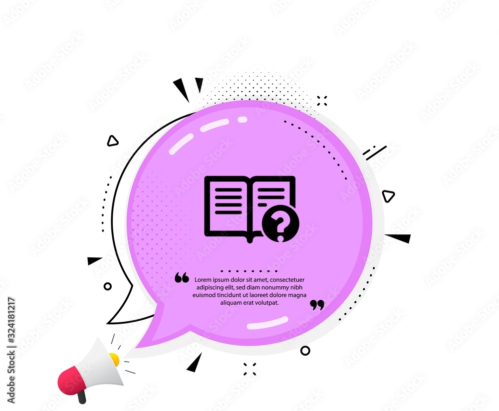 Poster technical help icon. quote speech bubble. instruction sign. quotation marks. classic help icon. vect