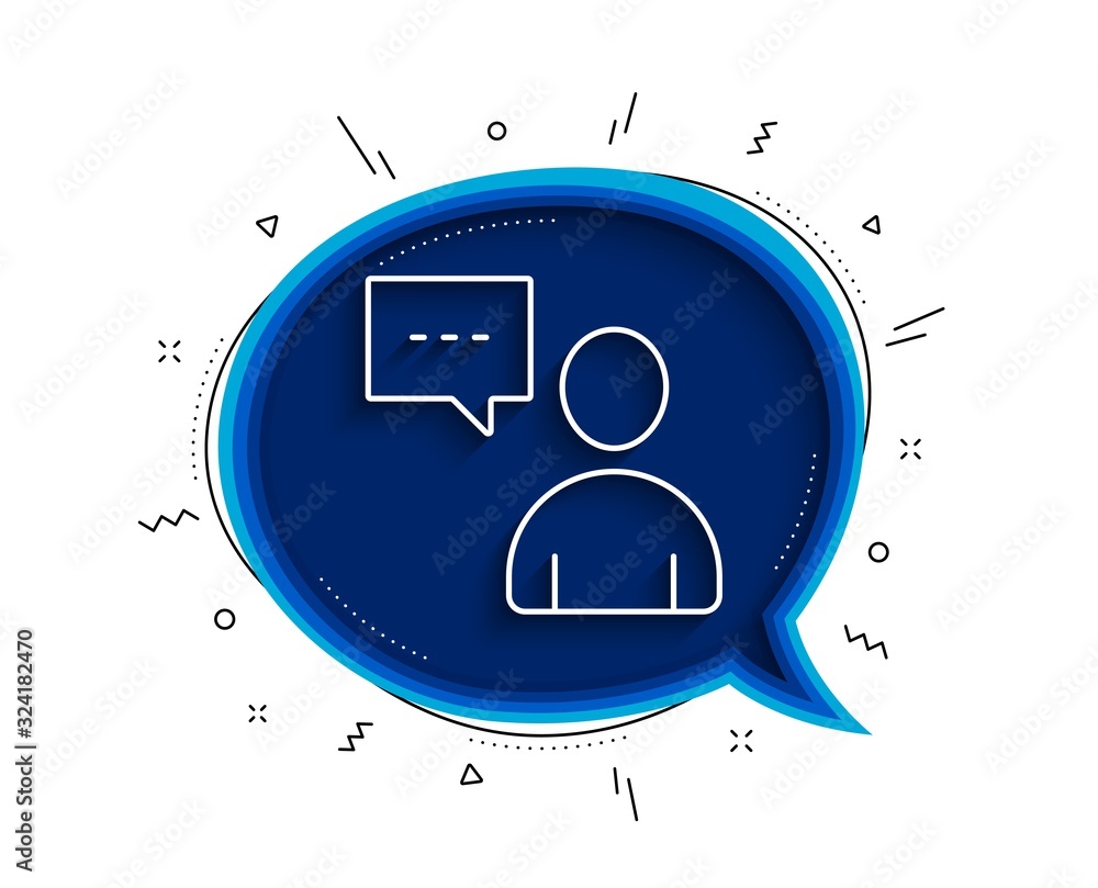 Poster user communication line icon. chat bubble with shadow. person with chat speech bubble sign. human si