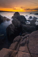 Monterey coast at sunset, California, United States.