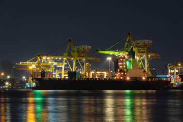 Fototapeta na wymiar Logistics and transportation of Container Cargo ship bangkok, thailand