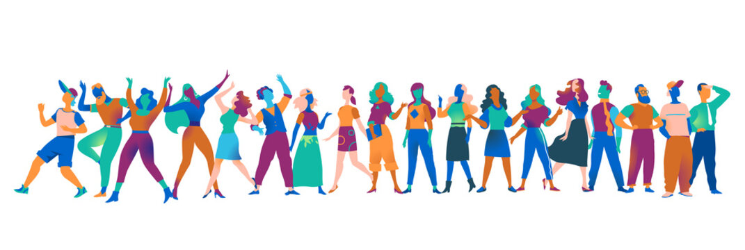 Personaggi maschili e femminili per l'animazione. Avatar donne e uomini in diverse posizioni isolati su fondo bianco. Illustrazione vettoriale