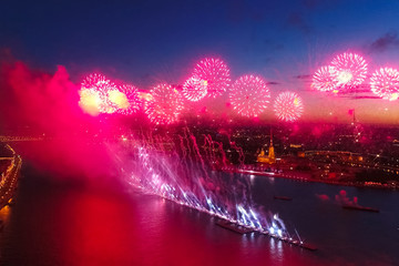 Salute Scarlet Sails. The festive salute is grandiose. Fireworks