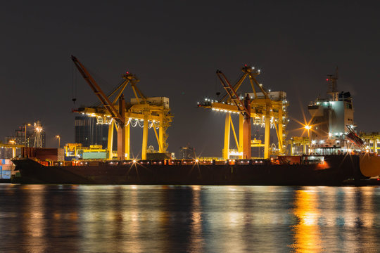 Logistics and transportation of Container Cargo ship bangkok, thailand