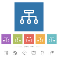 Connect flat white icons in square backgrounds