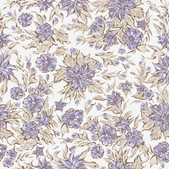 Seamless pattern flowers of a fabric or surface , flowering bloom with decorative floral elements