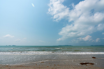 beautiful blue sky tropical paradise coast beach ocean summer sea view at Samed Island, Rayong, Koh Samet, Thailand.