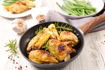 grilled chicken wings and green bean