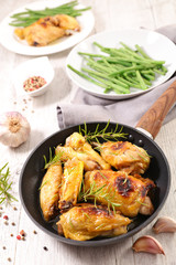 grilled chicken wings and green bean