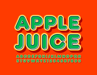 Vector colorful logo Apple Juice. Bright creative Font. Uppercase Alphabet Letters and Numbers