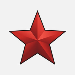 Star icon, vector success symbol, 5 round red star with 3d effect.