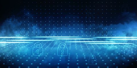 2d illustration Safety concept: Closed Padlock on digital background