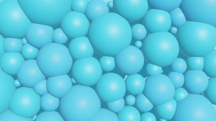 Abstract background texture with blue bubbles. 3d render with minimalist simple objects.