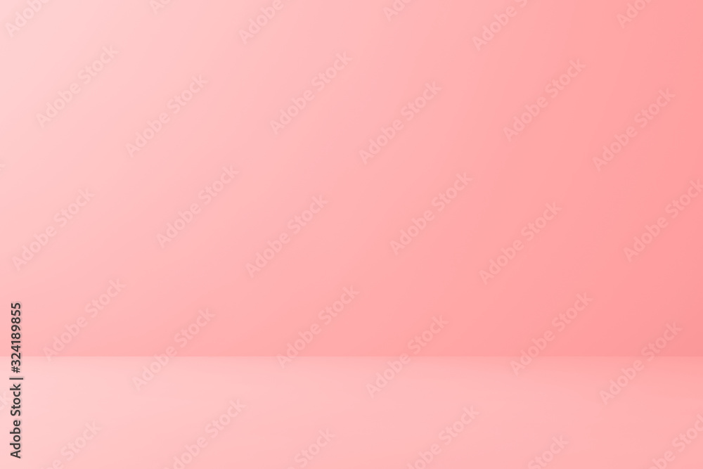 Poster Blank pink display on floor background with minimal style. Blank stand for showing product. 3D rendering.
